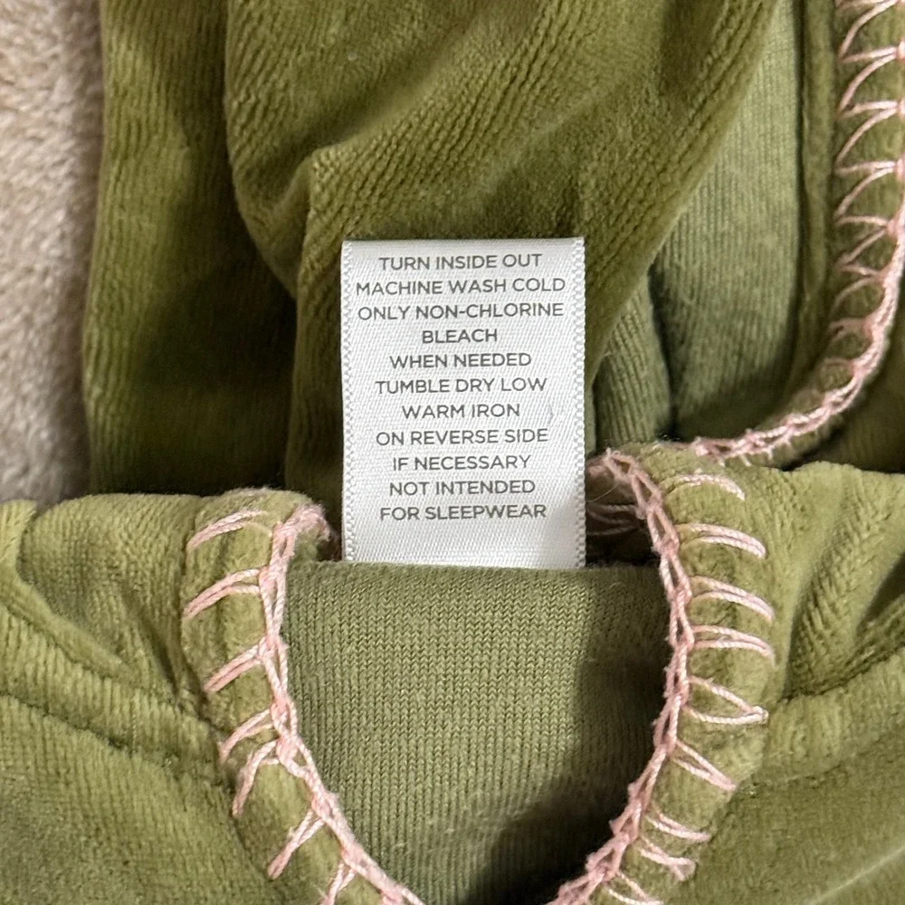 Gymboree Girls Olive Green Velour Hooded Heart Dress Long Sleeve Size 6